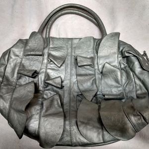 Metallic silver handbag
